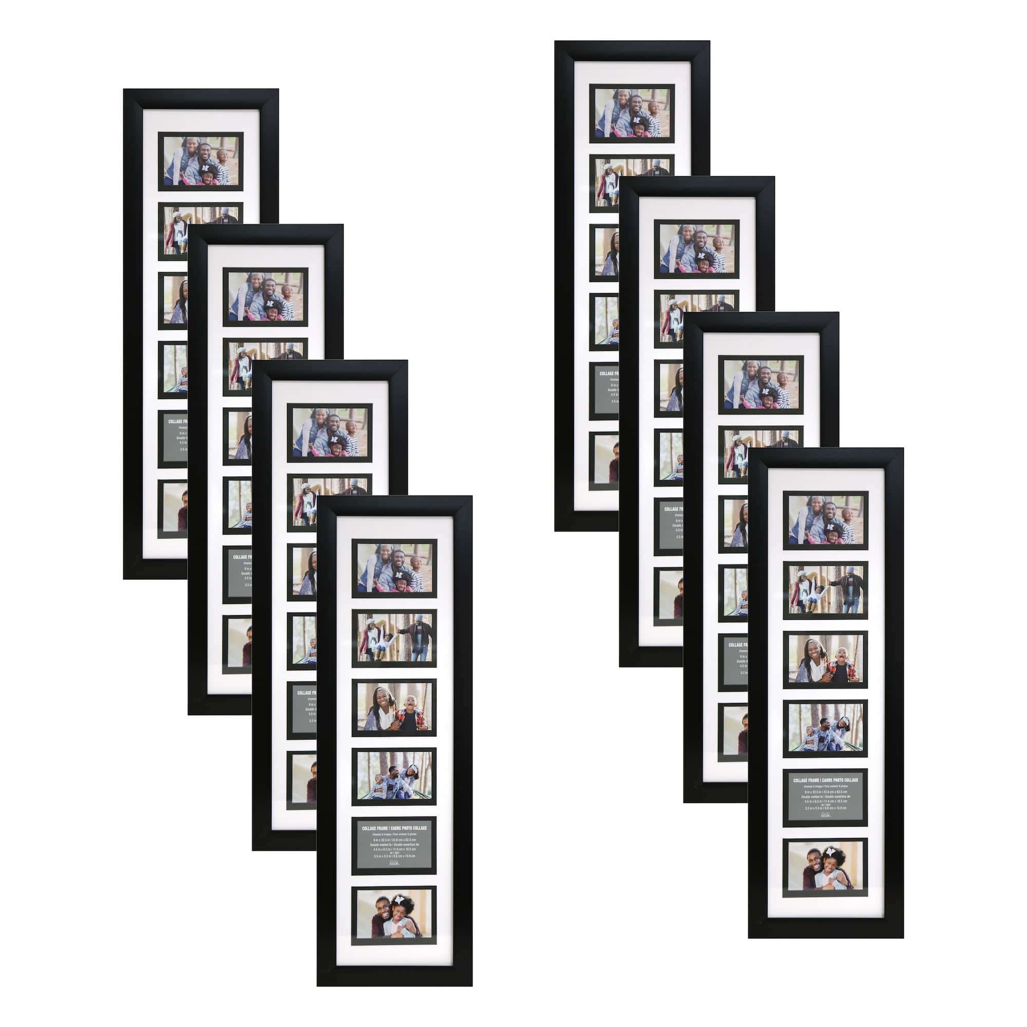 8 Pack: 6 Opening 32.5" x 9" Collage Frame with Double Mat by Studio Décor®